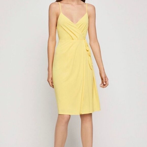Bcbgeneration Lemonade Ruched Surplice Wrap Dress Size S Nwt - Picture 3 of 12